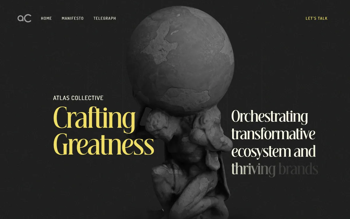 Atlas Collective — homepage on desktop