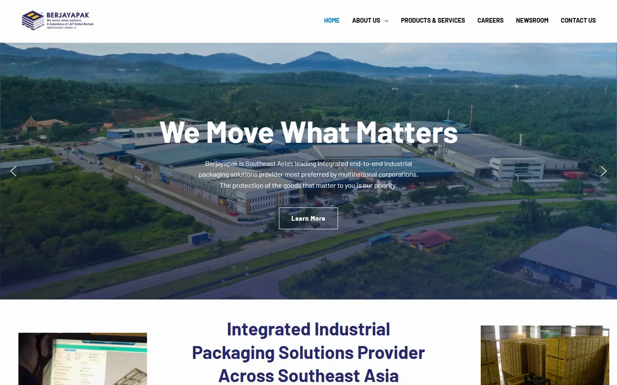 Berjayapak Sdn Bhd — homepage on desktop