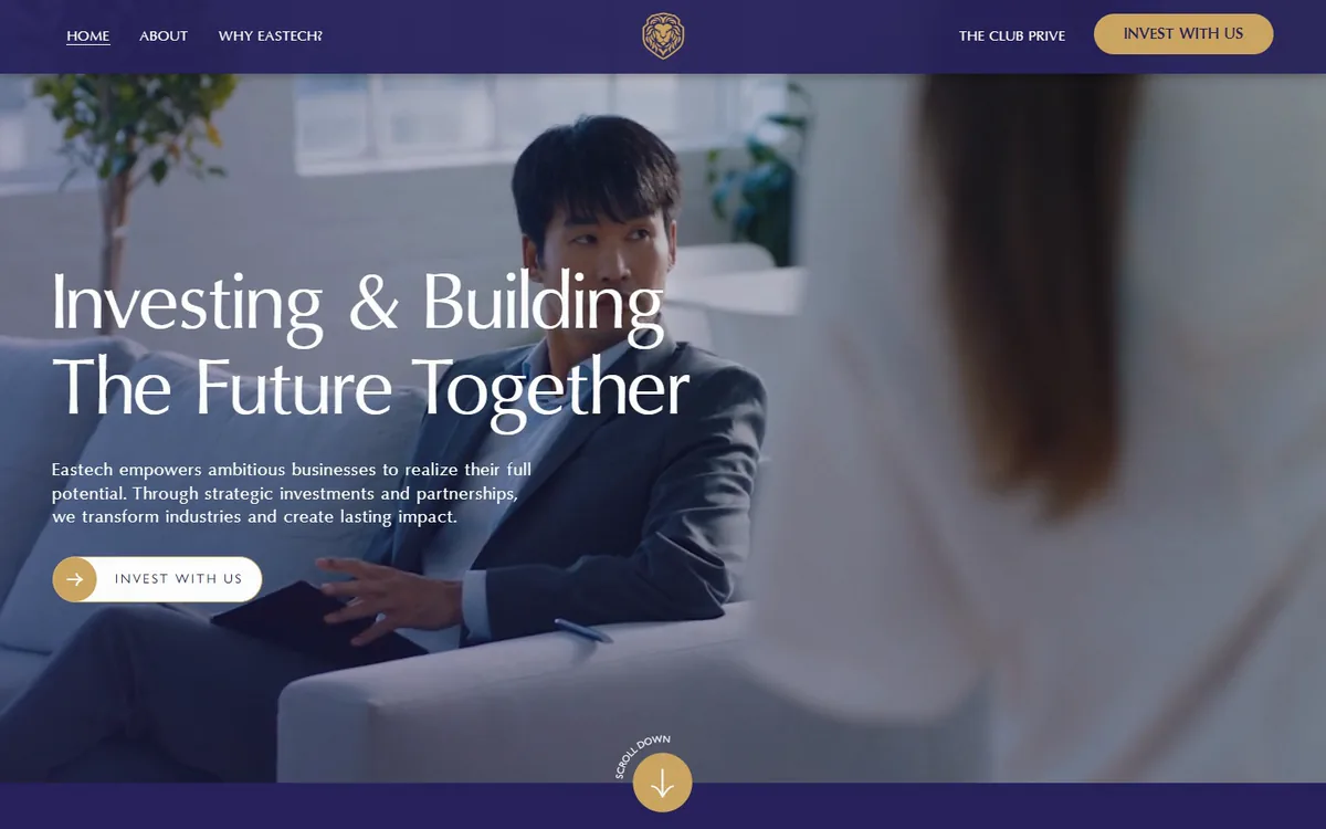 Eastech Assets — homepage on desktop