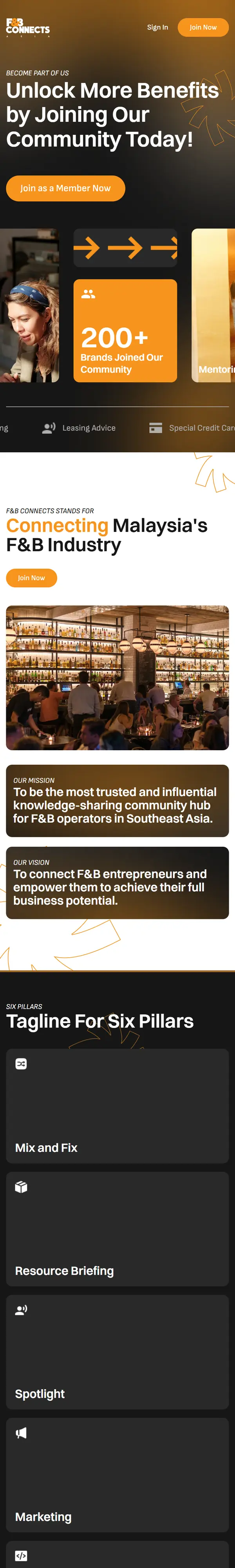 F&B Connects on a phone