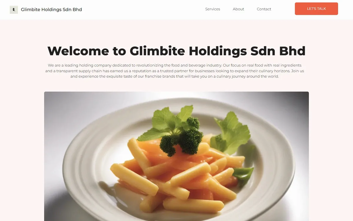 Glimbite Holdings — homepage on desktop