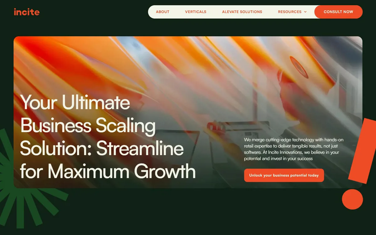 Incite Innovations — homepage on desktop
