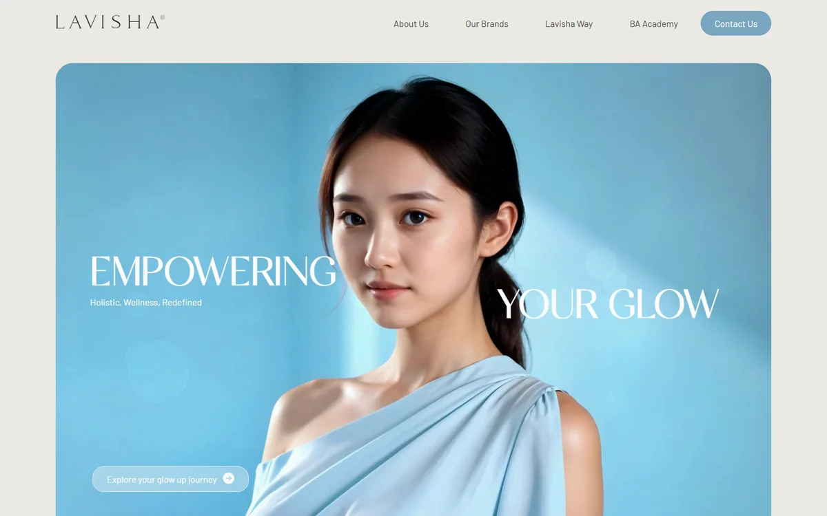 Lavish Amsia — homepage on desktop