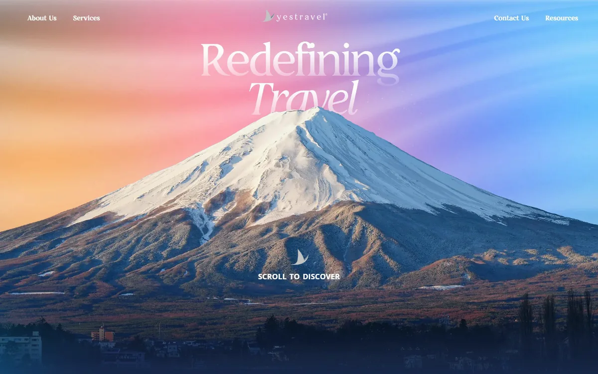 Yes Travel — homepage on desktop